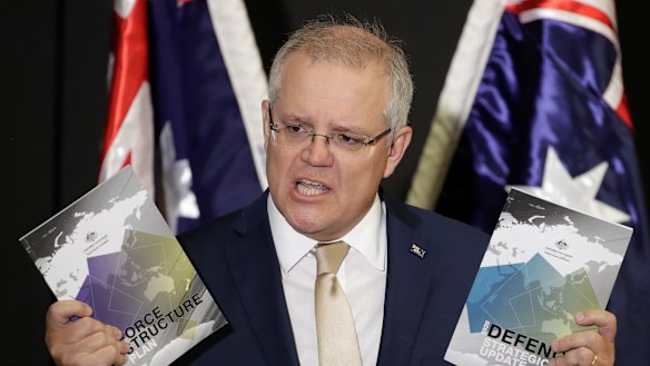 Prime Minister Scott Morrison during the launch of the 2020 Defence Strategic Update.