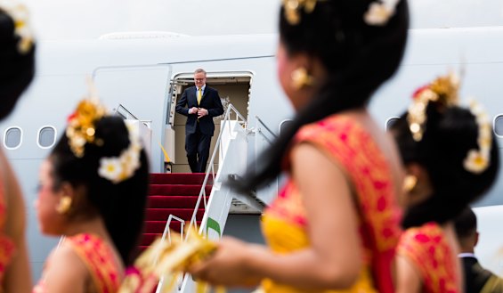He’s been to Bali too: Anthony Albanese arrives at the Indonesian island for the G20 summit in November 2022. 