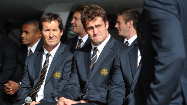 Robbie Deans (left) and James Horwill (right) in 2011. 