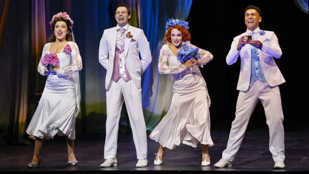 Taao Buchanan, Jack Van Staveren, Mia Simonette and Jacob Steen in Follies performed by Victorian Opera.