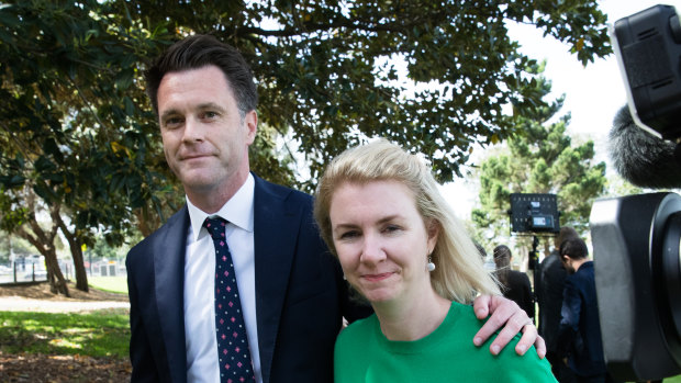 Labor MP Chris Minns with his wife Anna Minns. 