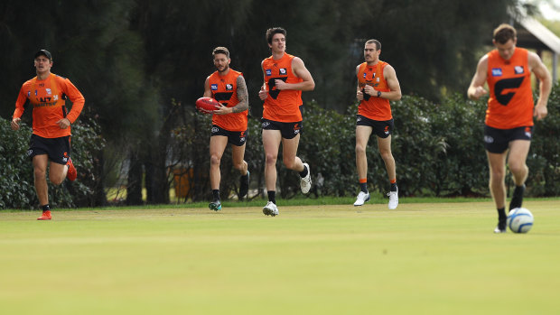 Giants players train at Tom Wills Oval last year.