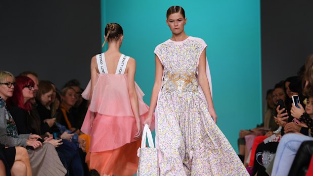 Models walk in the Akira show at Mercedes-Benz Fashion Week Australia at Carriageworks on Thursday.