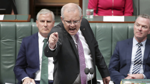 Prime Minister Scott Morrison during Question Time at Parliament House.