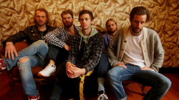 Australian band The Rubens with lead singer Sam Margin on the right.