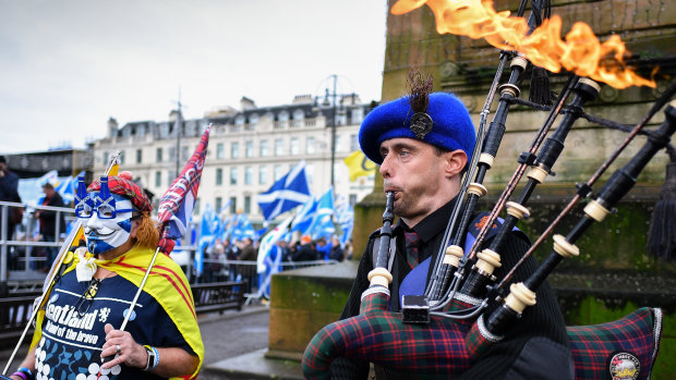 Independence hopes burn bright as independence supporters gather at a rally in Glasgow, Scotland. 