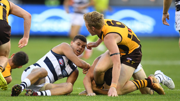 Selwood (obscured) was not happy with Sicily's treatment of him.