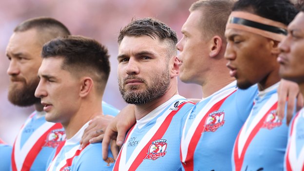 Angus Crichton on his return to the NRL on Anzac Day last year.