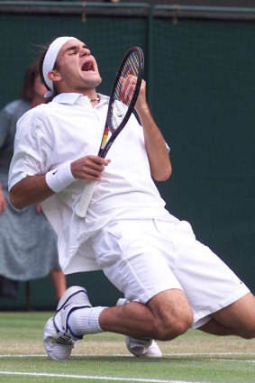 The moment Federer beat Pete Sampras to win his first Wimbledon in 2001.