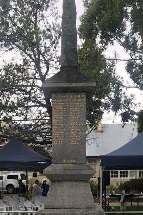 The obelisk dedicated to the fallen in Heywood, south-west Victoria.