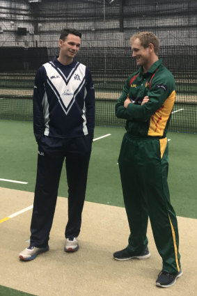 Peter Handscomb and George Bailey on Tuesday.