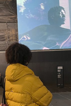 Atong Atem looks at her video work Banksia at Illuminate Adelaide 2021.