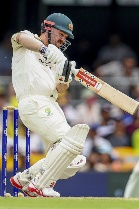 Travis Head thrashes another boundary.