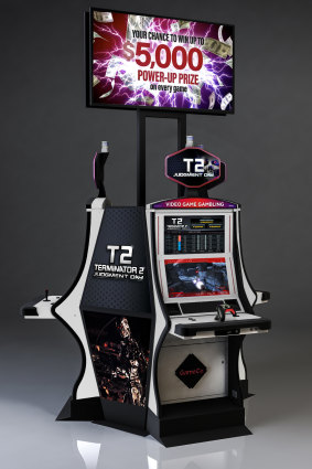 GameCo's new casino game machine, based on the movie <i>Terminator 2</i>, was recently launched at Caesars in Atlantic City.