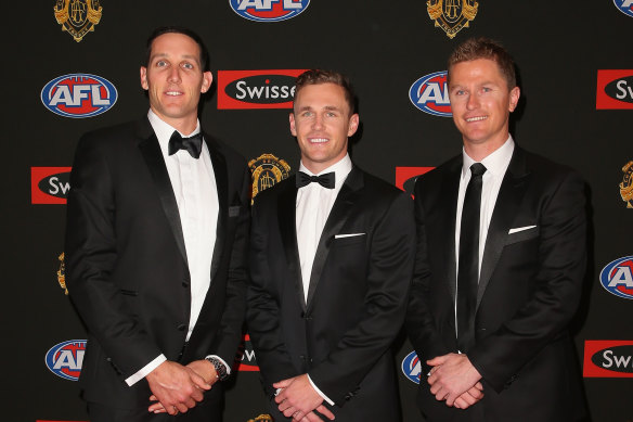 Troy Selwood, right, pictured at the 2014 Brownlow. 