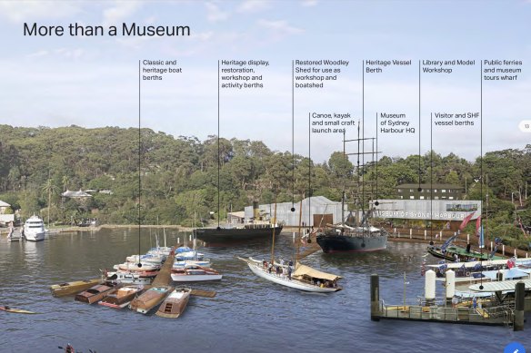 An artist’s impression of the Museum of Sydney Harbour proposed for Berrys Bay.