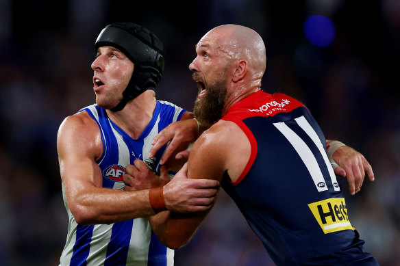 Tristan Xerri had the better of the ruck battle with Max Gawn.