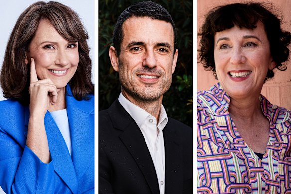 Broadcasters Chris Bath, left, and Sarah Macdonald, and the man at the helm of ABC radio, Ben Latimer. 