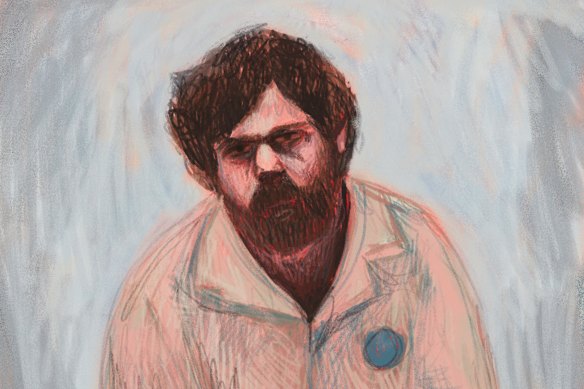 A court sketch of Zac Swettenham.