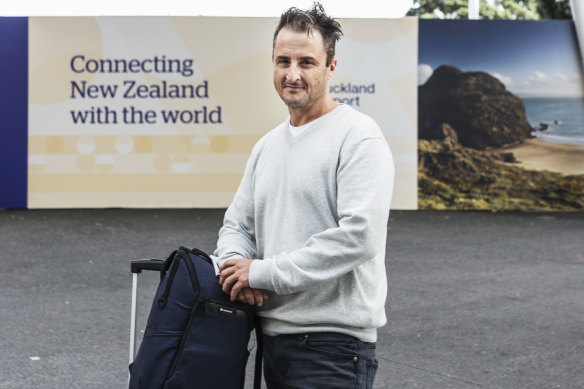 Australian Tim Byrnes at Auckland Airport before travelling on to Russia.