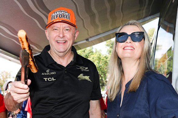 Anthony Albanese and his fiancee Jodie Haydon cooked a barbecue for Labor supporters on Saturday, ahead of the prime minister’s $10 billion housing announcement.