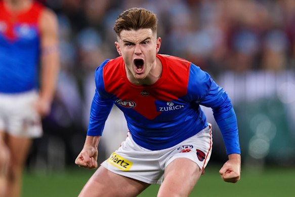 Bayley Fritsch booted three goals on the weekend but remains unsigned beyond this season.