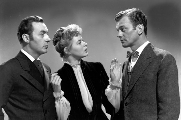 Charles Boyer, Ingrid Bergman and Joseph Cotten in Gaslight.