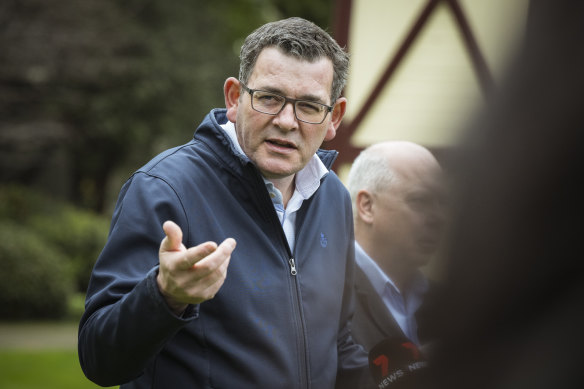 Daniel Andrews speaks to the media after the cancellation of the Games.