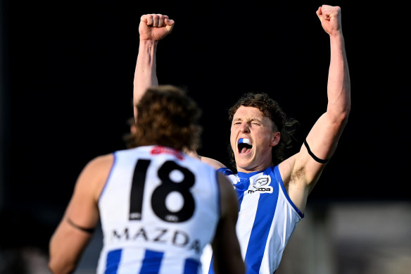 Nick Larkey after one of his nine goals against Gold Coast in round 24.