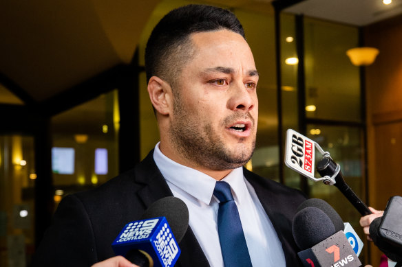 Jarryd Hayne leaves court last year.