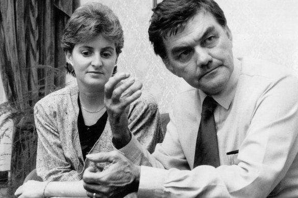 Stan and Paula Sharkey after Stan’s life was threatened via gunshots and car tampering in 1985.