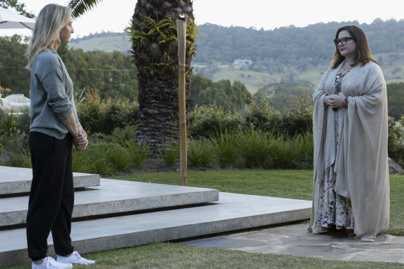 Melissa McCarthy (right) plays a novelist scarred by a recent scandal; Asher Keddie (left) is grieving the death of a child, which has created a chasm in her marriage.