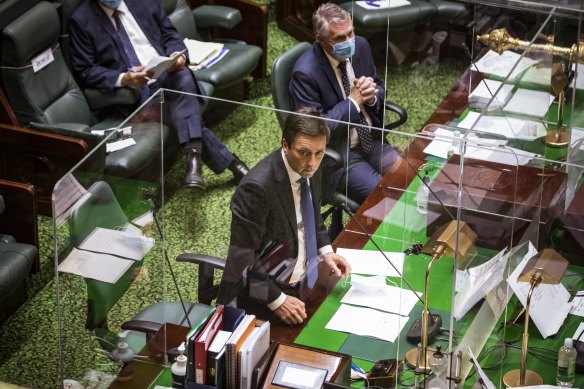 Newly appointed Opposition Leader Matthew Guy in question time on Tuesday.