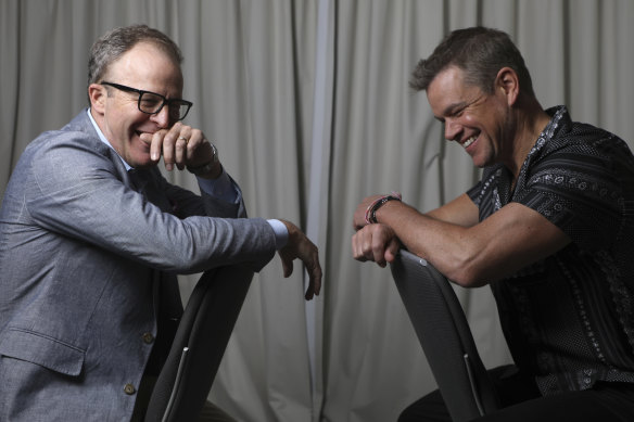 Matt Damon with Stillwater director Tom McCarthy. The pair had “the absolute best time” meeting roughnecks in Oklahoma. 