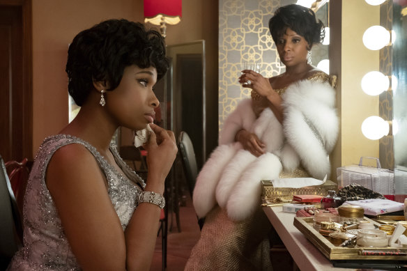 Jennifer Hudson stars as Aretha Franklin and Mary J. Blige as Dinah Washington in a scene from Respect. 