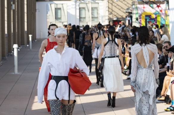 The Dion Lee runway show was held at a high school in Manhattan's Lower East Side.