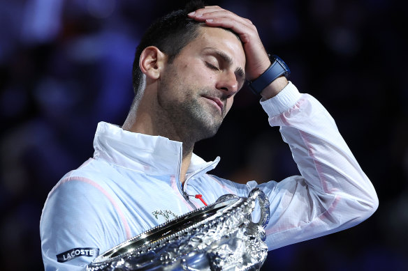 Novak Djokovic with the trophy.