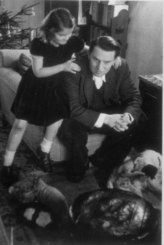 Albright as a young girl with her father, Josef Korbel. She was born in Prague in 1937 but the family fled to the UK during the war.