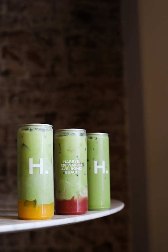 Iced matchas are canned on the spot.