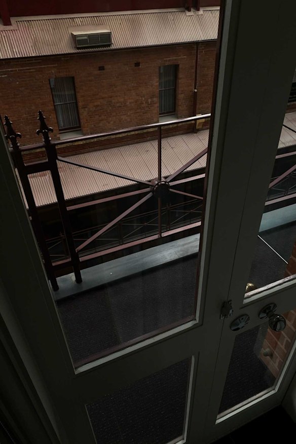 The limited natural light entering Luke’s room at the InterContinental Hotel in Melbourne.