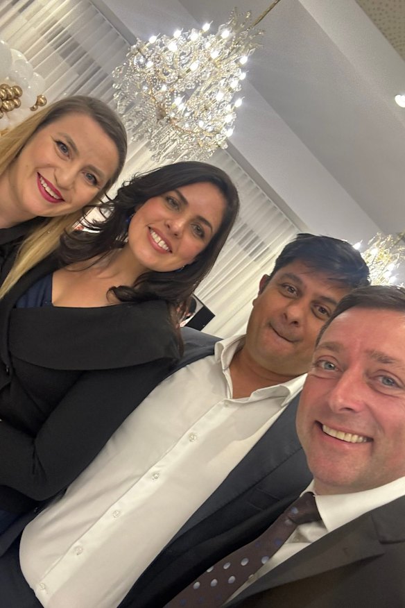 Matthew Guy (right) and Moira Deeming (second from left) at the May 23 event in a photo posted by the former Liberal leader.
