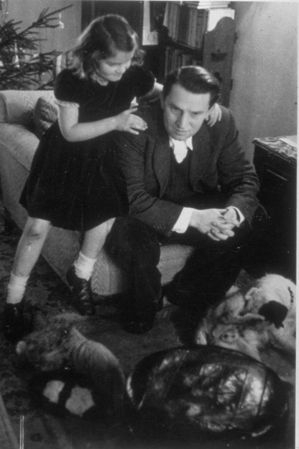 Albright as a young girl with her father, Josef Korbel. She was born in Prague in 1937 but the family fled to the UK during the war.