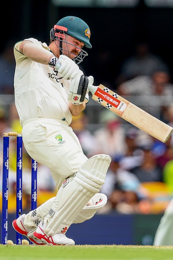 Travis Head thrashes another boundary.