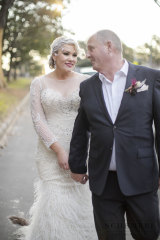 Carmen Hickey and her husband on their wedding day in July 2018. 