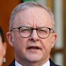 Prime Minister Anthony Albanese as he presented his new social media rules at Parliament House in Canberra on Tuesday.
