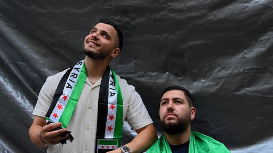 Cousins Ammr Nakour (left) and Bilal El Kesm are celebrating the end of dictatorship in Syria - a country they fled when they were eight years old.