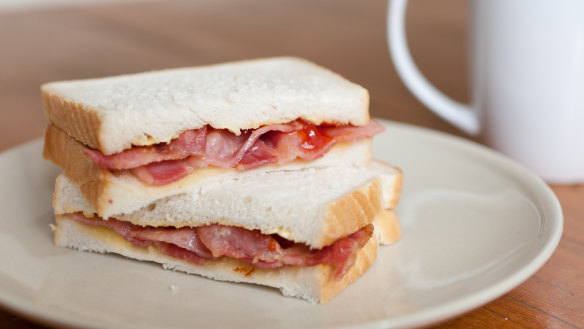 Bacon sandwich with a compulsory mug of tea.