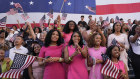 Students at Howard, a historically black university, in Washington listen to Kamala Harris,
