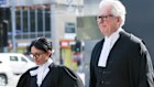Coles’ lead barrister, John Sheahan KC, and barrister Sahrah Hogan walk to court last week.
