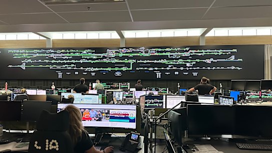 Inside the railway control center.